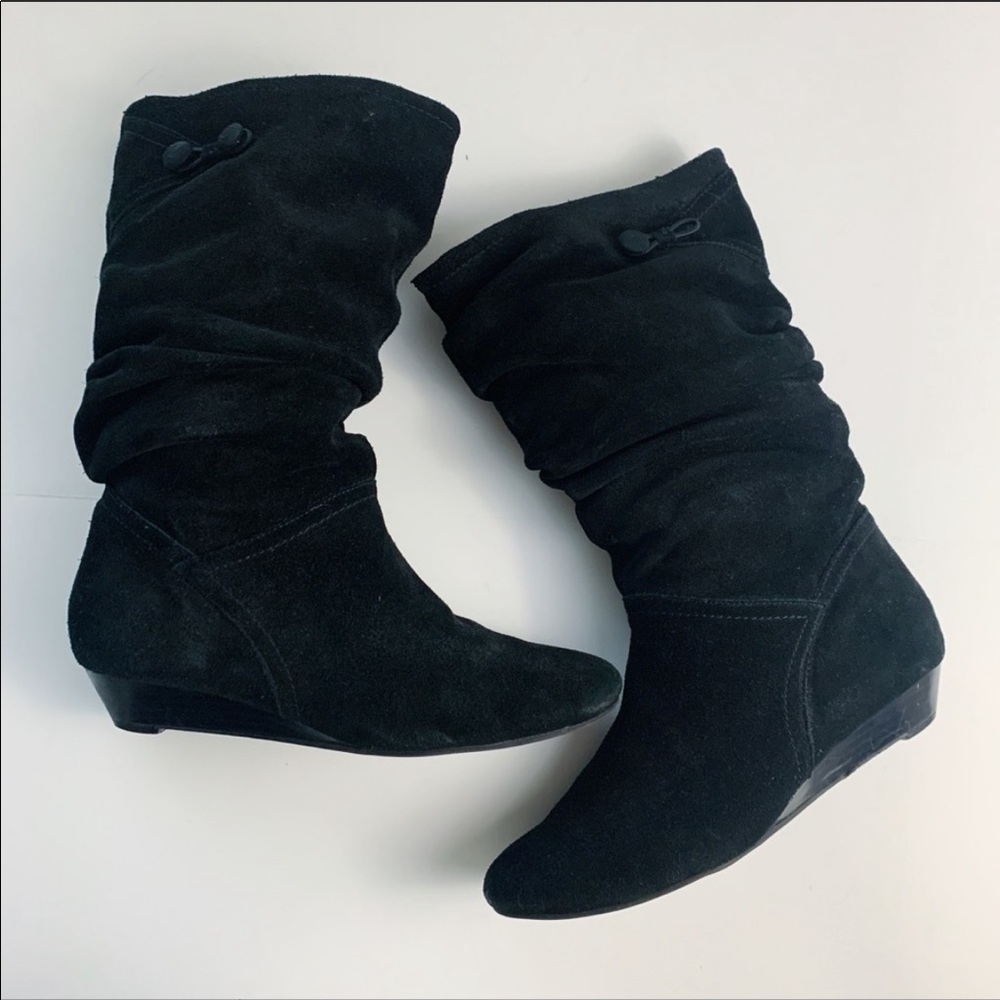 White Mountain Black Suede Slouchy Boots Size 7.5
